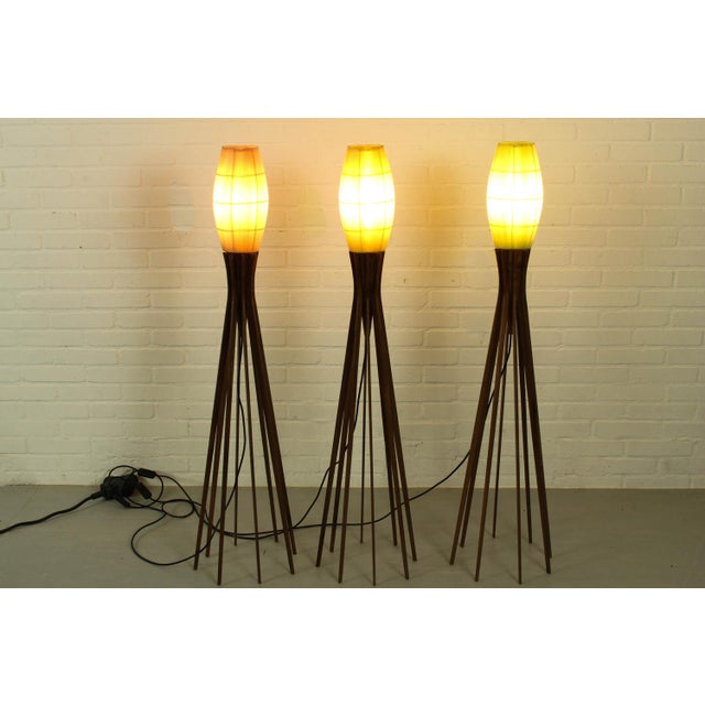 Celloid Plissee Lamp with Wood Stand, 1960s For Sale - Image 11 of 16