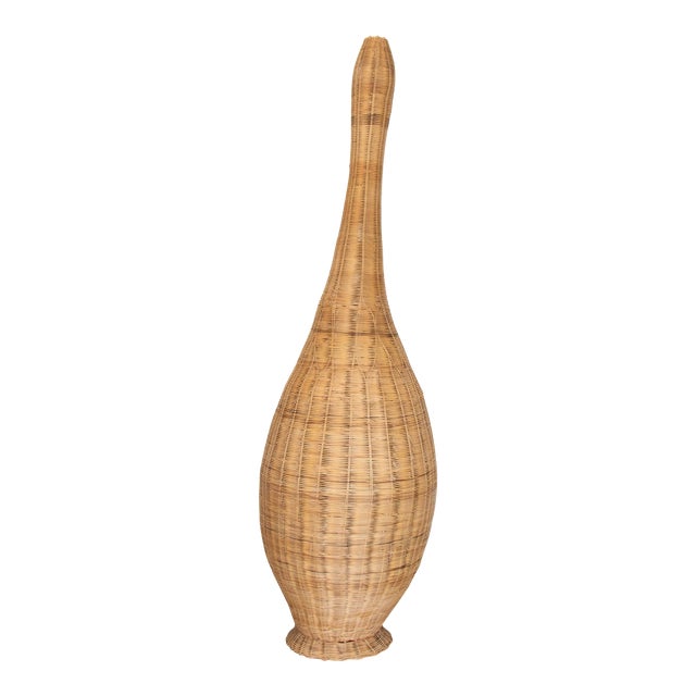 Extra Large 1980s Sculptural Wicker Floor Lamp, France For Sale