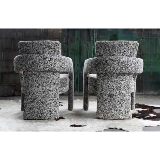 Postmodern Postmodern Parsons Upholstered Lounge Chairs - a Pair For Sale - Image 3 of 11