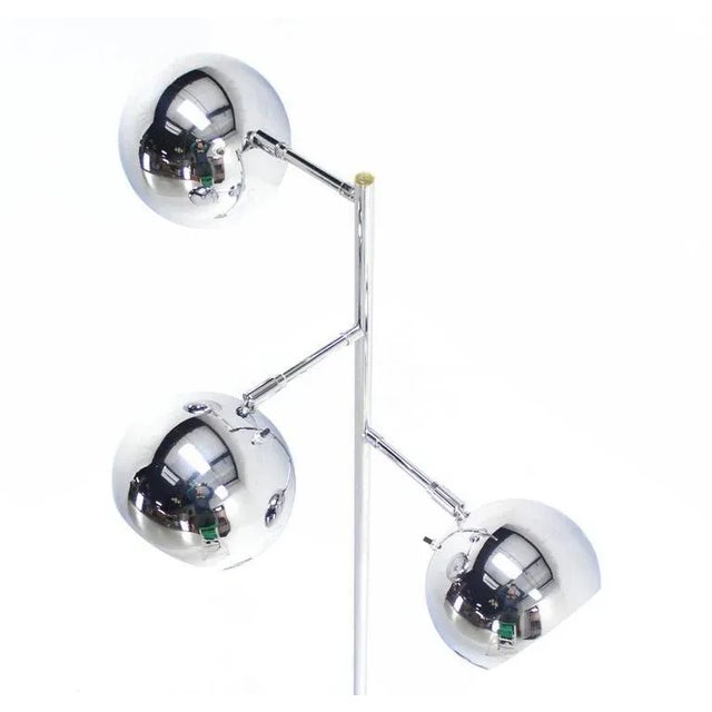 Koch Lowy Three Globe Shades Chrome Adjustable Floor Lamp Chairish