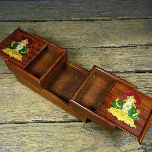Vintage Rosewood Box With Mother-of-Pearl Guanyin Inlay For Sale - Image 9 of 9