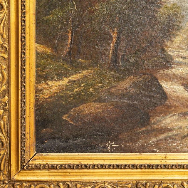 French 19th Century France Green Canvas Painting For Sale - Image 3 of 15