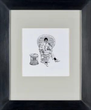 Arnaud Kool, Portrait of James Brown, 2011, Ink Drawing, Framed