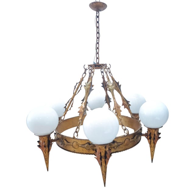 1950s Art Deco Hanging Lamp, 1950s For Sale - Image 5 of 11