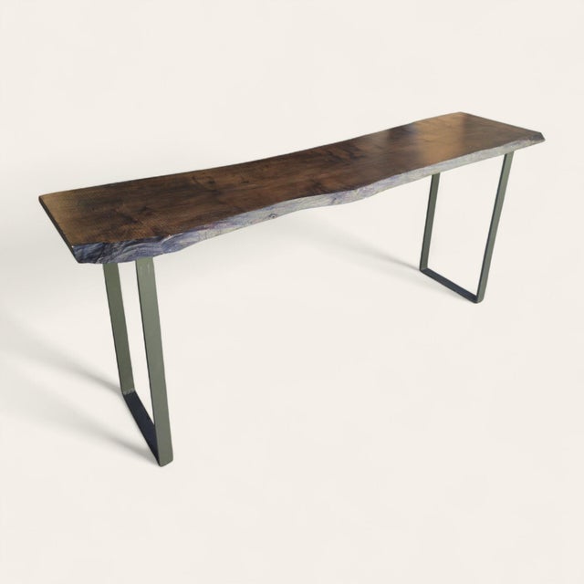 Spalted Maple Console Table With Double U Steel Base For Sale - Image 4 of 4