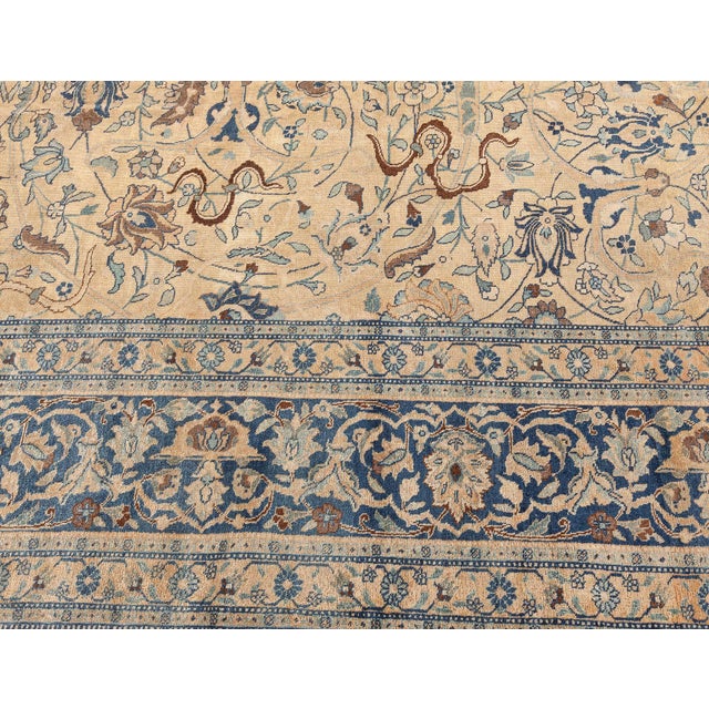 Textile Antique Persian Tabriz Floral Handmade Wool Rug For Sale - Image 7 of 9