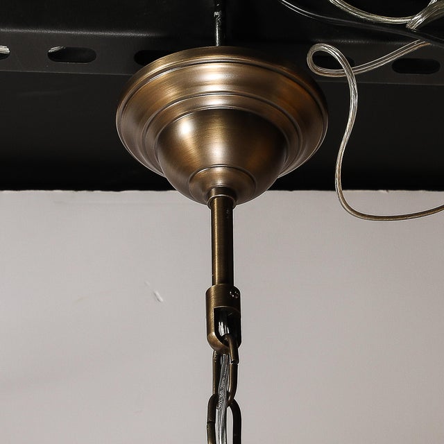 Modernist Feather Chandelier in Murano Opalescent Glass and Oil Rubbed Bronze For Sale - Image 9 of 12