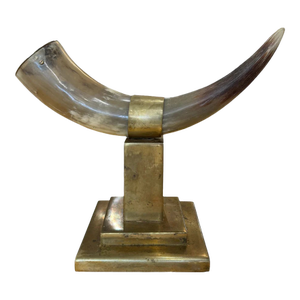Vintage Natural Horn on Brass Base