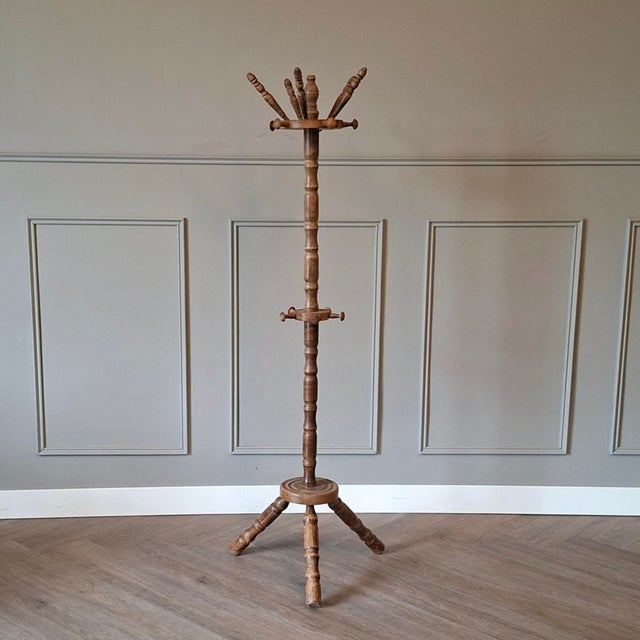 Brown Wooden Coat Stand, 1950s For Sale - Image 8 of 8