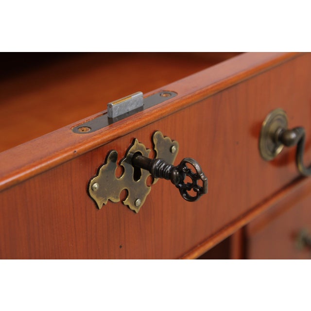 Bevan Funnell Ltd. Bevan Funnel Green Leather Top Executive Desk For Sale - Image 4 of 17