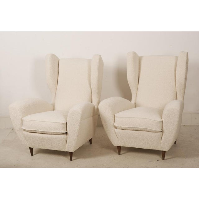 Set of Lounge Chairs with Wingback in Cream Bouclé by Melchiorre Bega For Sale - Image 4 of 18