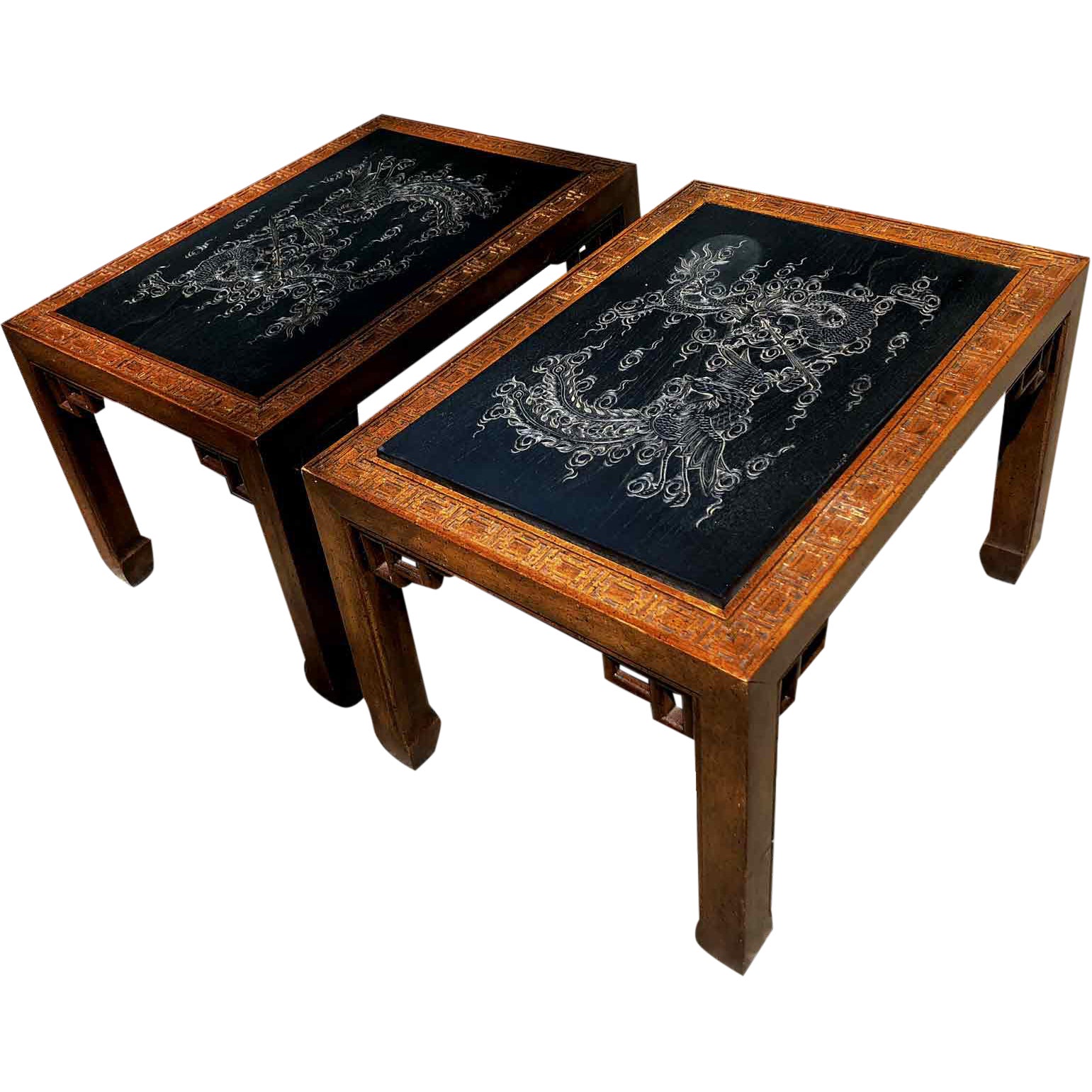 1970s Chinoiserie Carved Dragon Tables With Slate Tops A Pair Chairish Dragon scale mail is made of the scales of one kind of dragon.