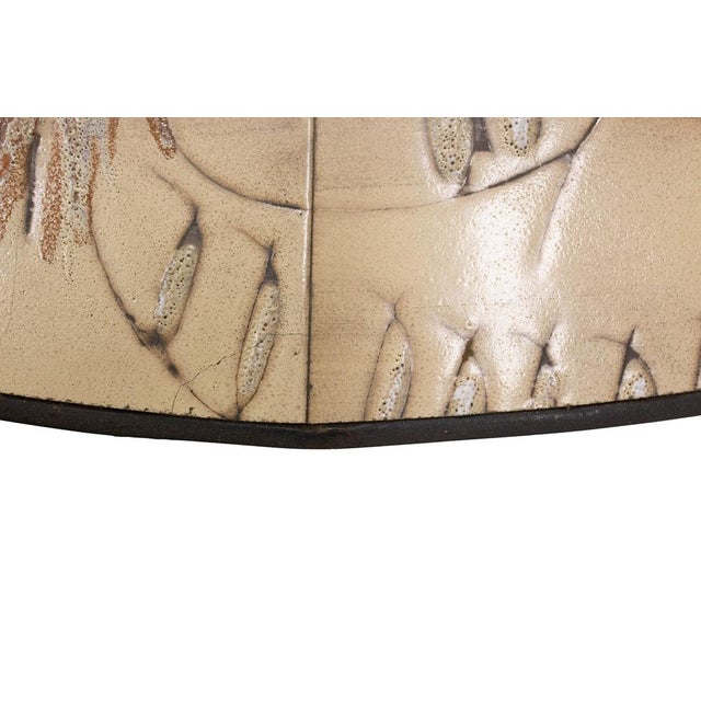 Purple French Oval Coffee Table in Ceramic and Steel from Vallauris, 1960 For Sale - Image 8 of 10