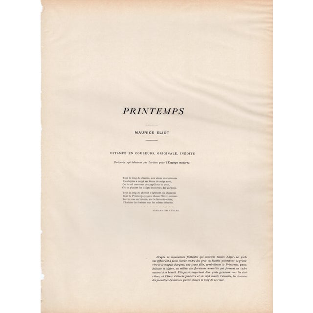 Paper Maurice Eliot, Printemps, 1897, Lithograph on Paper For Sale - Image 7 of 10