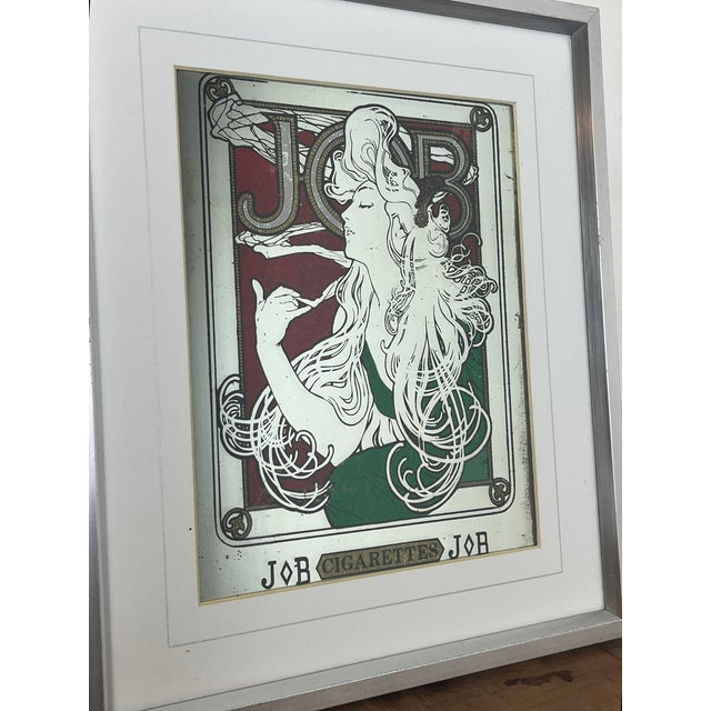 Vintage Art Nouveau Mirror with Job Cigarettes Advertising by Alphonse Mucha, 1970s For Sale - Image 15 of 18