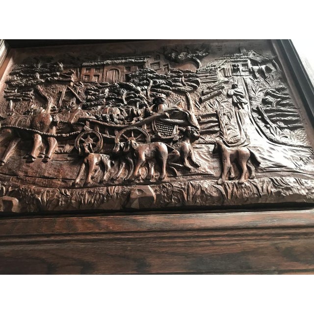Bas-Reliefs Scenes in a Wooden Frame Signed by M. Arendt, 1940s, Set of 2 For Sale - Image 13 of 18