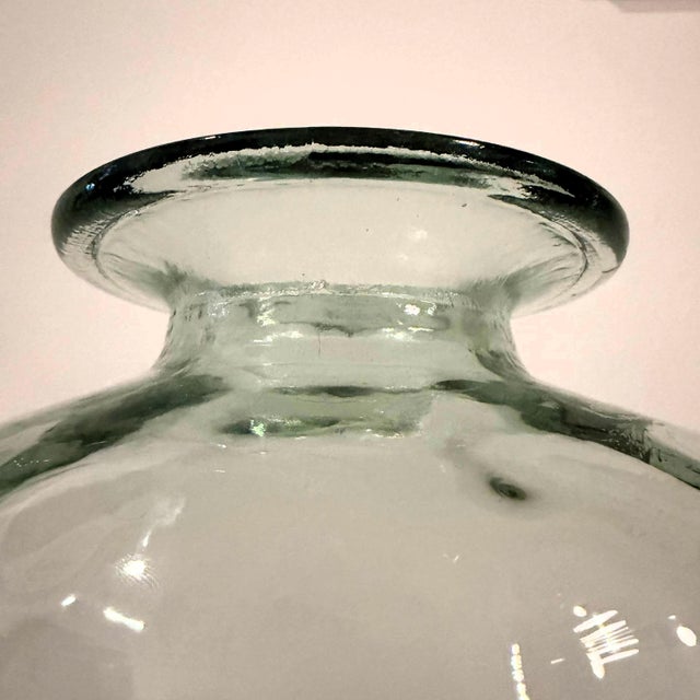 Transparent Vintage Statement Hand-Blown Recycled Glass Dimpled Vessels Spain - Pair (14.25" / 11.5") For Sale - Image 8 of 18
