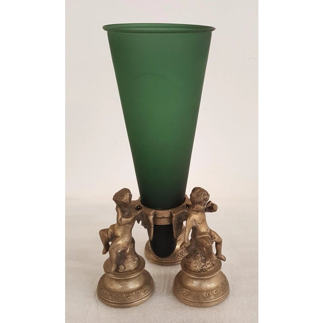 Green Maitland Smith Green Glass and Brass Epergne For Sale - Image 8 of 8