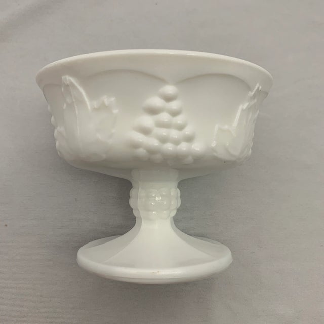Traditional Milk Glass Grape Harvest Dessert Plate & Compote Set- 8 Pieces For Sale - Image 3 of 7