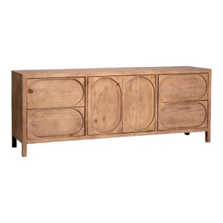 Deco Oval Pine Sideboard Credenza For Sale