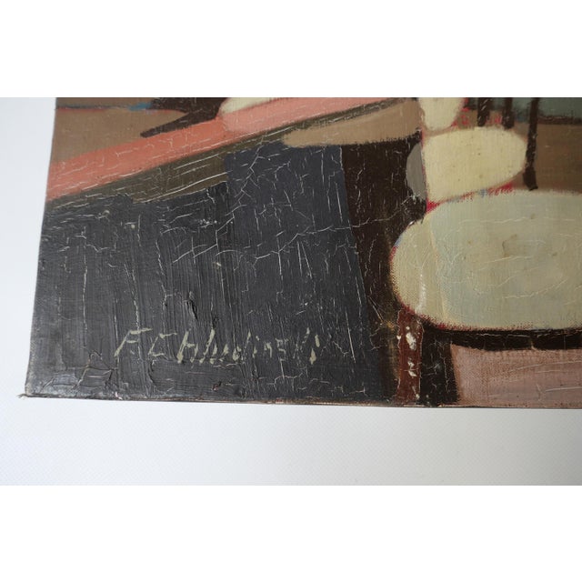 Frank Chludinski, Figurative Composition, 1970s, Oil Painting on Canvas, in Good conditions. Designed 1970 to 1979 This...