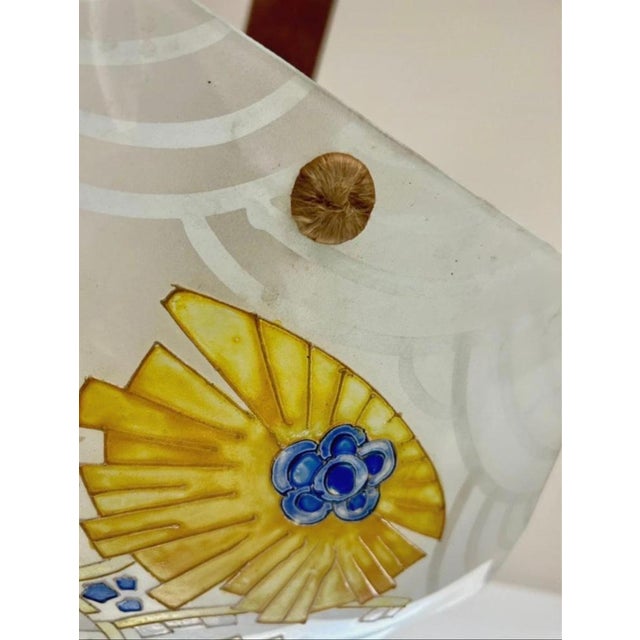 Vintage French Art Deco Pendant Light in Glass, 1920s For Sale - Image 3 of 7