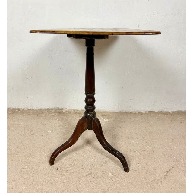 Wood 20th Century Spanish Rectangular-Top Side Table on Tripod Base, 1940 For Sale - Image 7 of 14