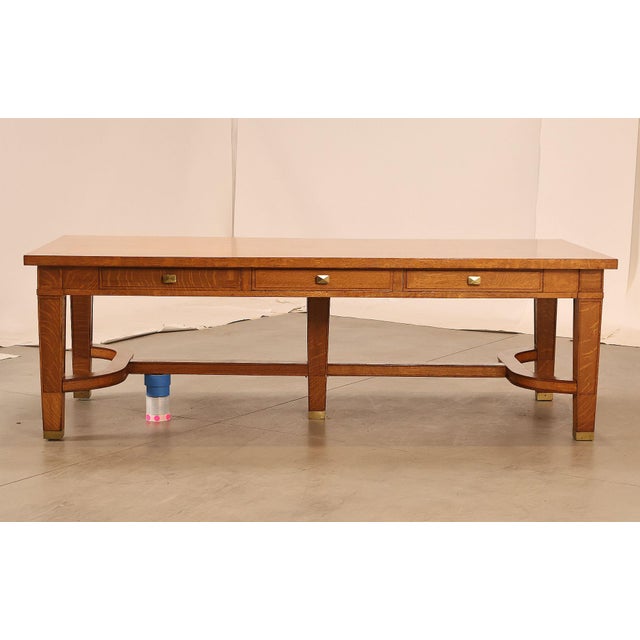 Arts & Crafts Style Large Oak Library Table For Sale - Image 16 of 18