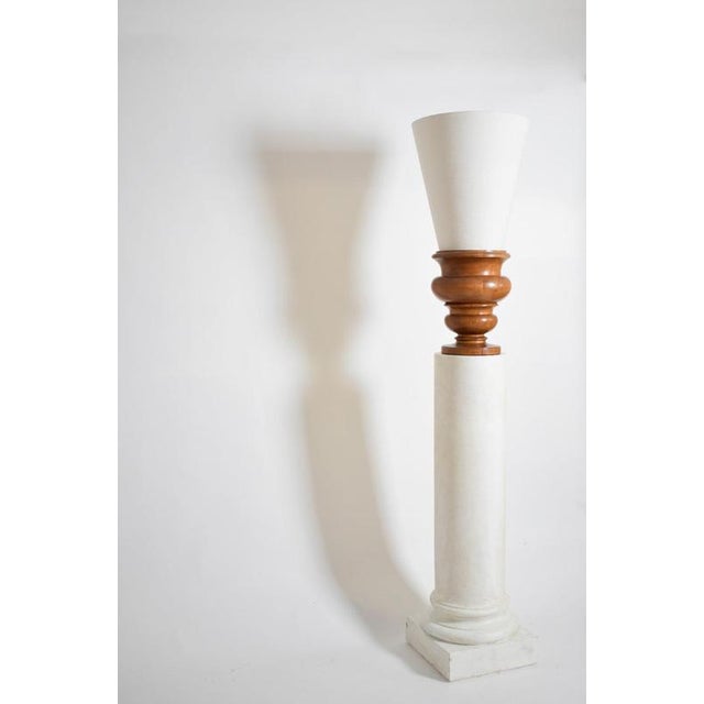 Plaster Columns and Wooden Lamps Vases, Set of 2 For Sale - Image 3 of 6