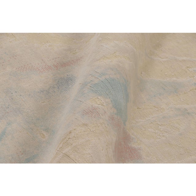 Cream Rug & Kilim’s Modern Abstract Rug, Ivory White With Subtle Pattern in Light Blue For Sale - Image 8 of 8