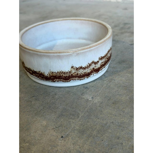 Brown Ceramic Small Bowl White Glaze Brown Textured Drip Band Mid-Century Modern 1970s For Sale - Image 8 of 10