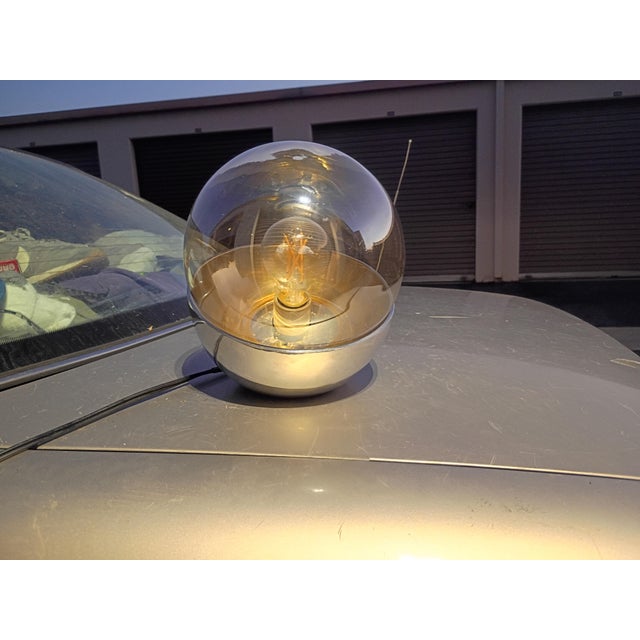 Metal Custom Made Amber Glass Table Lamp in Style of Sarffati For Sale - Image 7 of 7