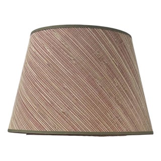 Grasscloth Lamp Shade in Pink Striation with Green Grossgrain Trim - 9” x 16” x 11” For Sale