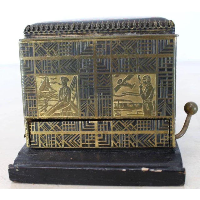 1940s Vintage Painted Enamel Porcelain Cigarette Dispenser Box For Sale - Image 6 of 13