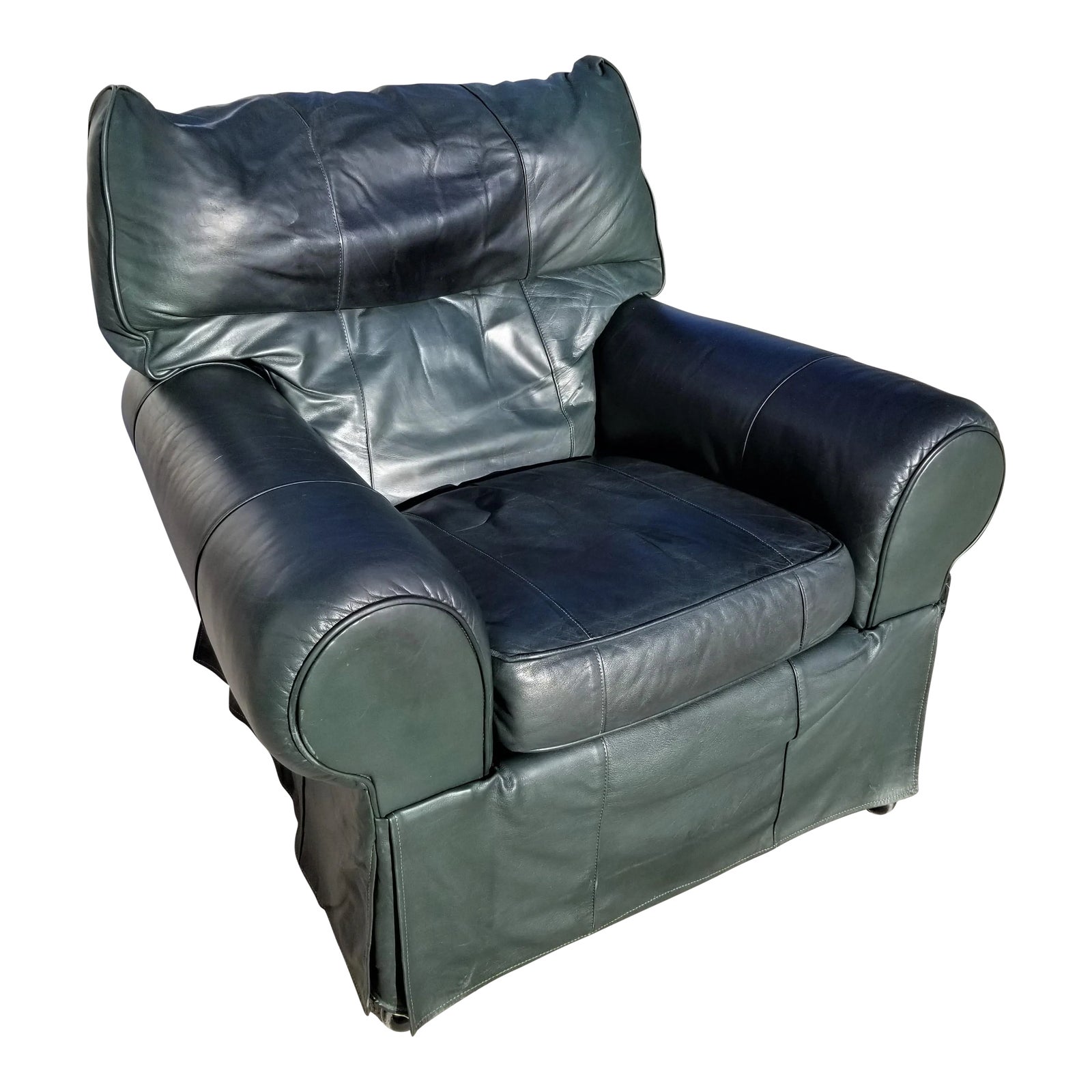 MCM Leathercraft Easeback Recliner Skirted Leather Lounge Club Armchair