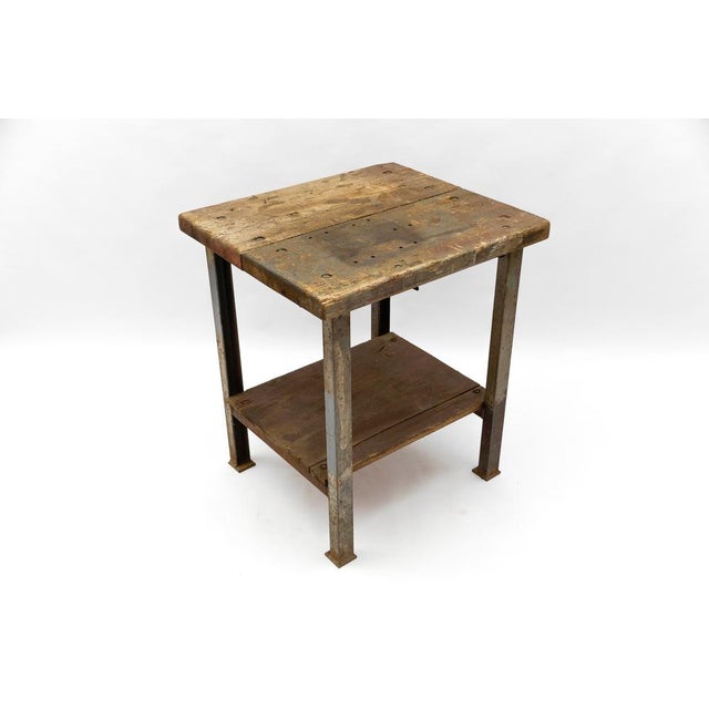 Art Deco Industrial Steel and Wood Work Table, 1940s For Sale - Image 6 of 15