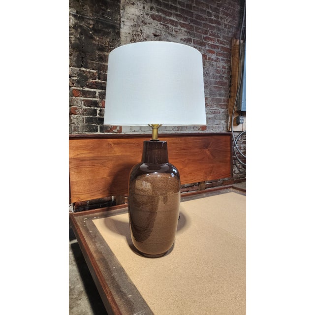 1970s 1970s Lee Rosen for Design Technics Monumental Ceramic Table Lamp in Earth-Tone Glaze For Sale - Image 5 of 9