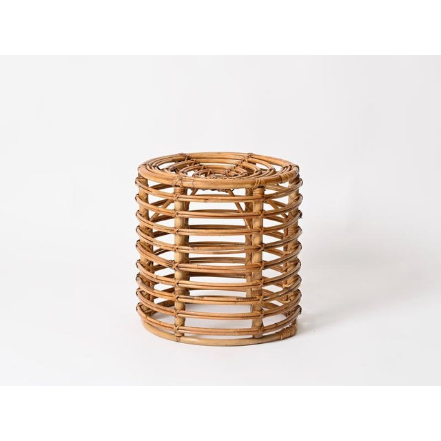 Rattan and Wicker Round Pouf by Tito Agnoli, Italy, 1960s For Sale - Image 9 of 12