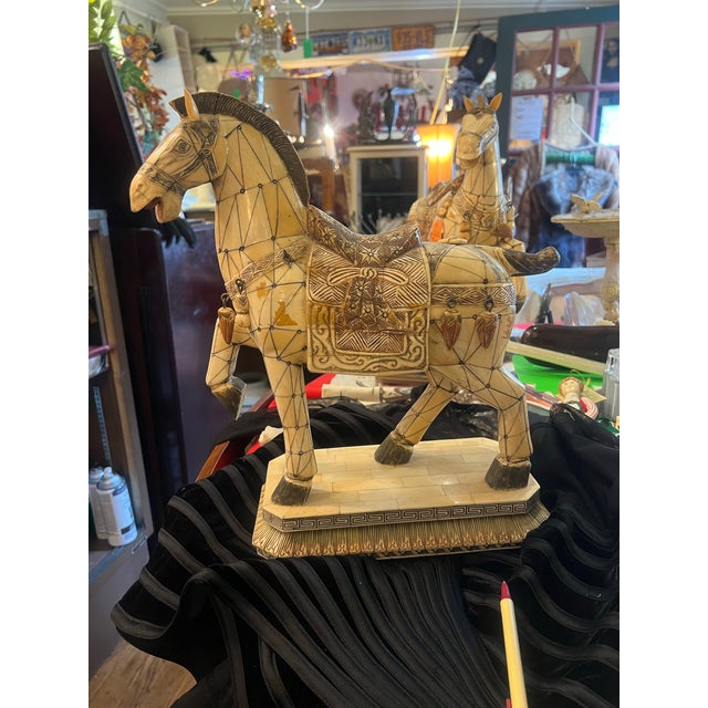 Vintage Chinese Tessellated Bone Horses Tang Dynasty Style For Sale In Philadelphia - Image 6 of 13