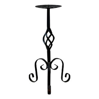 High Brutalist Tripod Candleholder in Wrought Iron For Sale