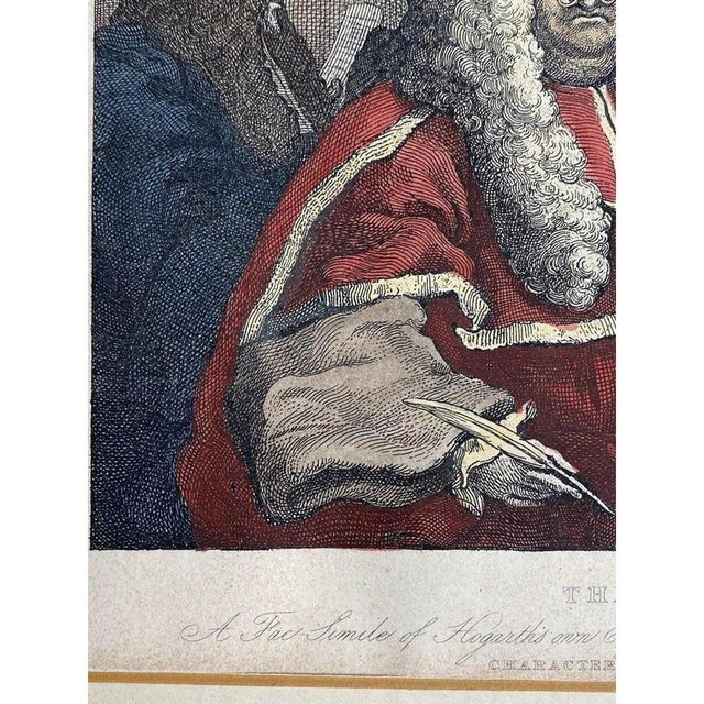 Blue William Hogarth, The Bench, 1820-1840, Hand-Painted Engraving on Paper, Framed For Sale - Image 8 of 12