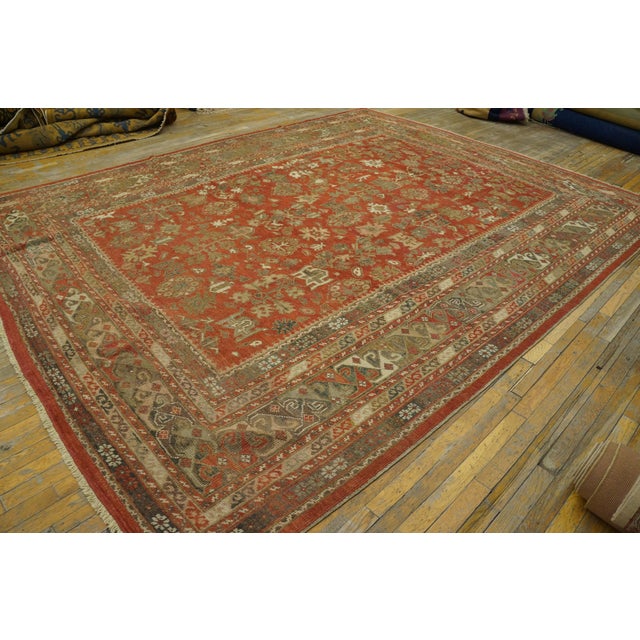 Soft Rustic Red Antique Tribal Allover Design Antique Turkish Ghiordes Oushak Rug For Sale - Image 10 of 12