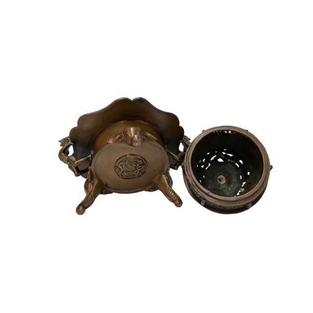 1990s Vintage Bronze Metal Tri-Leg Ding Shape Incense Burner Display Art For Sale - Image 5 of 7