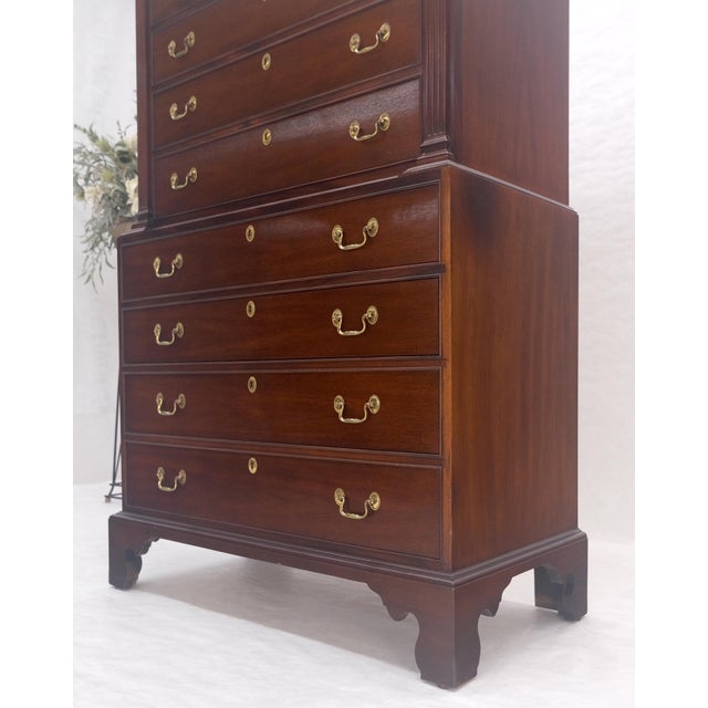Mahagony 83" Tall 11 Drawers Finials Highboy Chest Dresser Chippendale MINT For Sale - Image 14 of 16