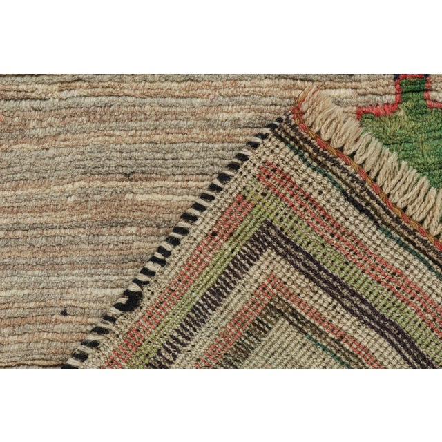 Textile 1950s Vintage Persian Tribal Runner in Beige With Green and Red Medallions by Rug & Kilim For Sale - Image 7 of 8