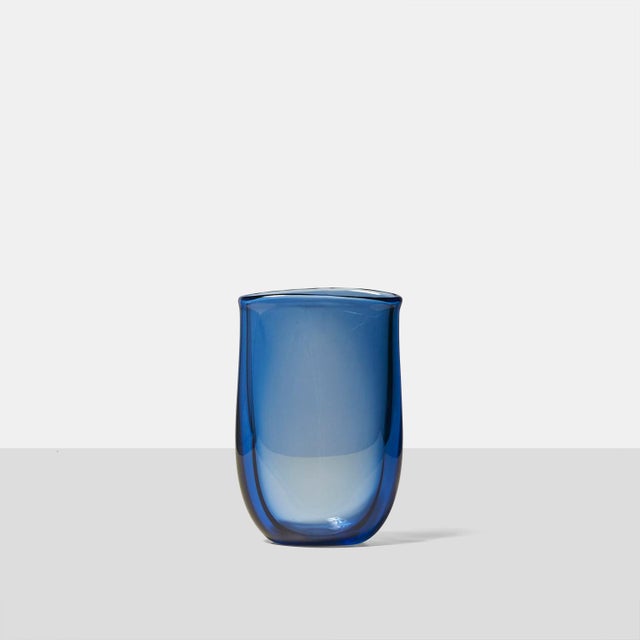 Mid-Century Modern Sapphire Blue Glass Vase by Per Lütken for Holmegaard For Sale - Image 3 of 3