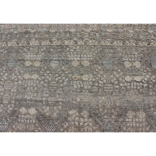 Textile Fine Weave Distressed Tabriz Design Rug in Gray, Blue 9'11" X 13'9" For Sale - Image 7 of 12