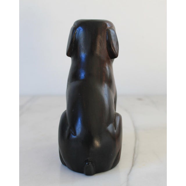 Wood Vintage Folk Art Carved Iron Wood Dog Sculpture For Sale - Image 7 of 10
