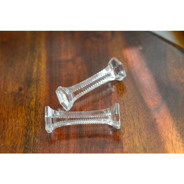 Glass 1930s Barbell Cut Crystal Knife Rest Serving Soon Rest Tableware Place Setting - Set of 4 For Sale - Image 7 of 13