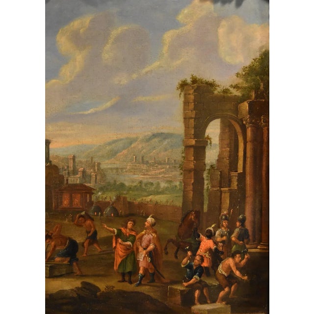 Flemish Artist, Landscape with Tower of Babel, 17th-18th Century, Oil on Canvas, Framed For Sale - Image 13 of 17